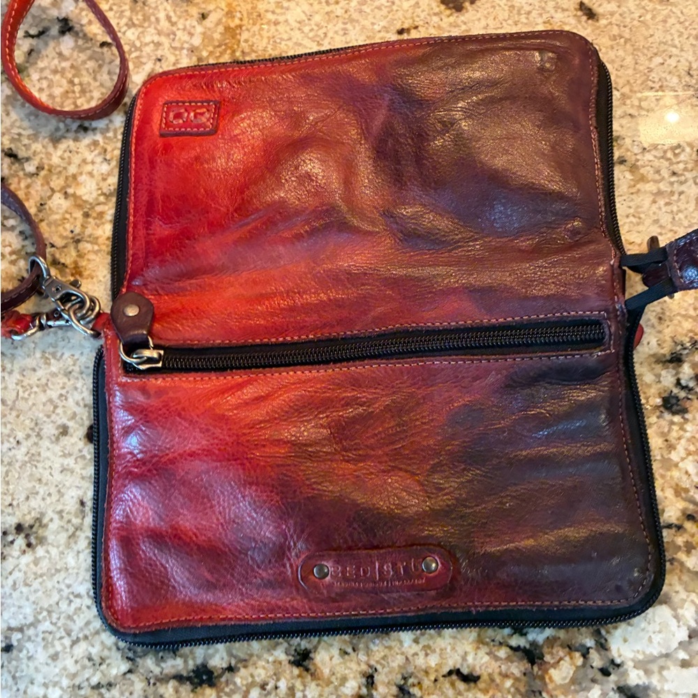 BED|STU Red and Brown Leather Crossbody Bag